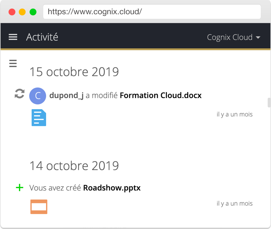 Cognix Cloud - Activités