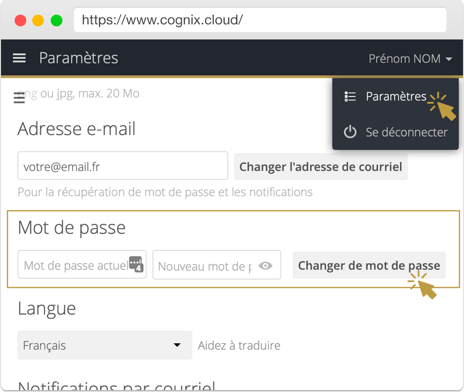 Cloud professionnel - Sécurité mot de passe Cloud professionnel - Sécurité mot de passe
