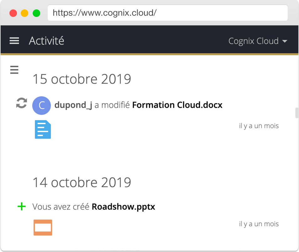Cognix Cloud - Activités Cognix Cloud - Activités